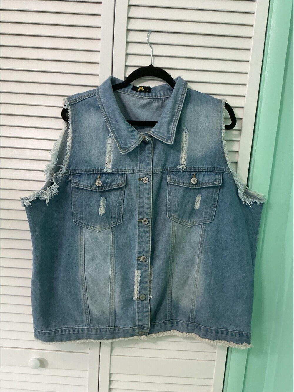Womans Plus Size 3X Jean Vest Western Boho Western Cowgirl #293